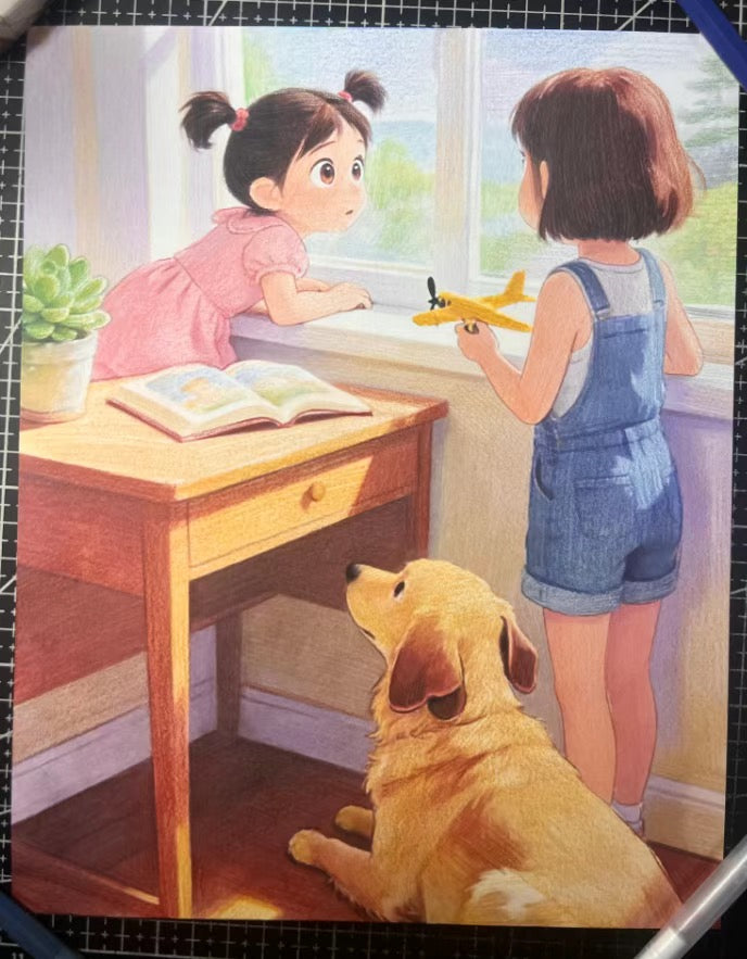 Innocent Brushstrokes Paint Childlike Fun: The Exclusive Beauty of a Paper Plane by the Window