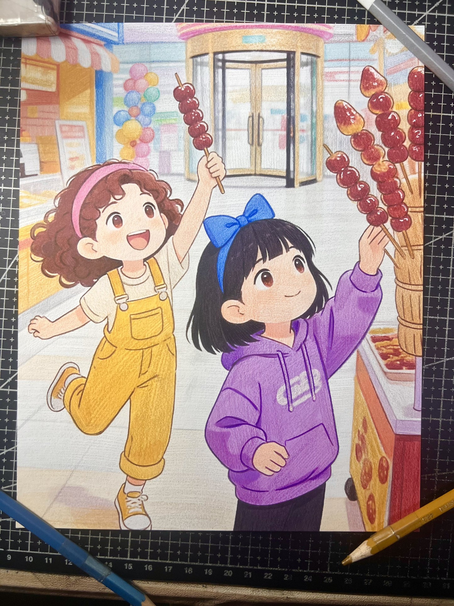 Exclusive Hand-Painted: Childhood Joy of Sugar-Coated Haws in the Old Alley