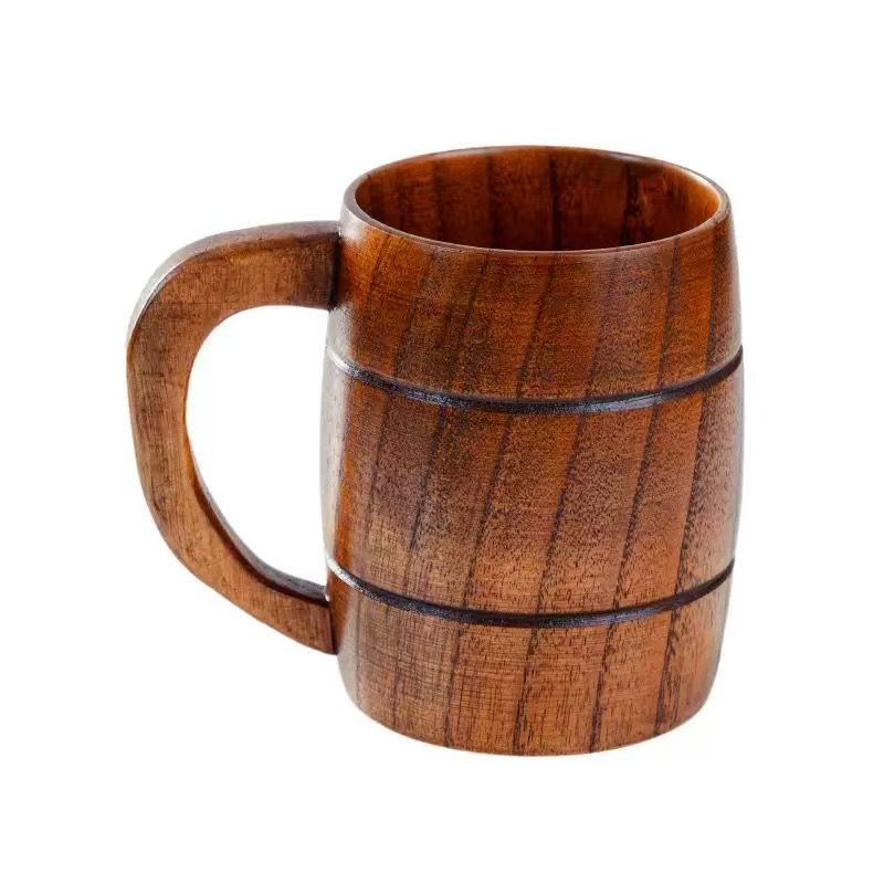 Wild Jujube Wood Vintage Beer Mug - 500ML Large Capacity Wooden Cup