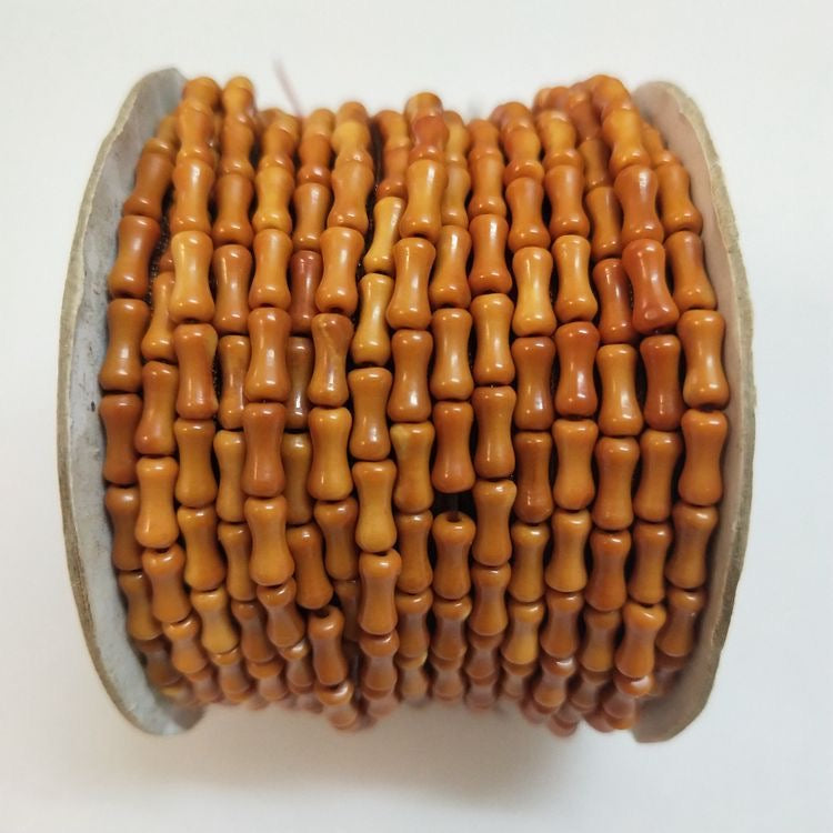 Natural Olive Nut Bamboo Joint Beads 6×3mm - 108 Pcs DIY Craft Beads for Bracelet & Necklace Making