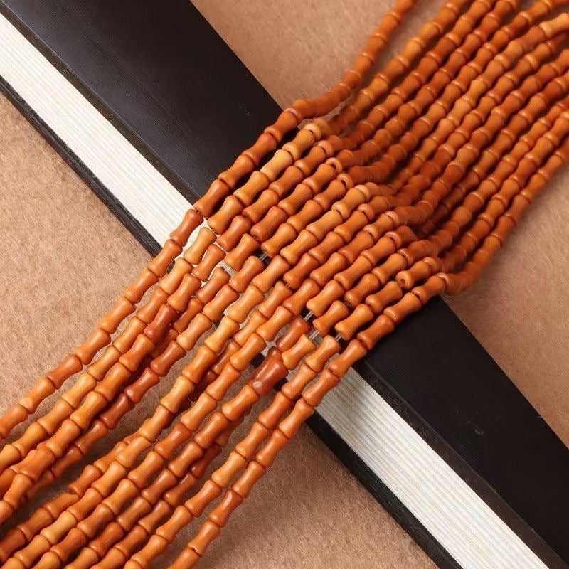 Natural Olive Nut Bamboo Joint Beads 6×3mm - 108 Pcs DIY Craft Beads for Bracelet & Necklace Making