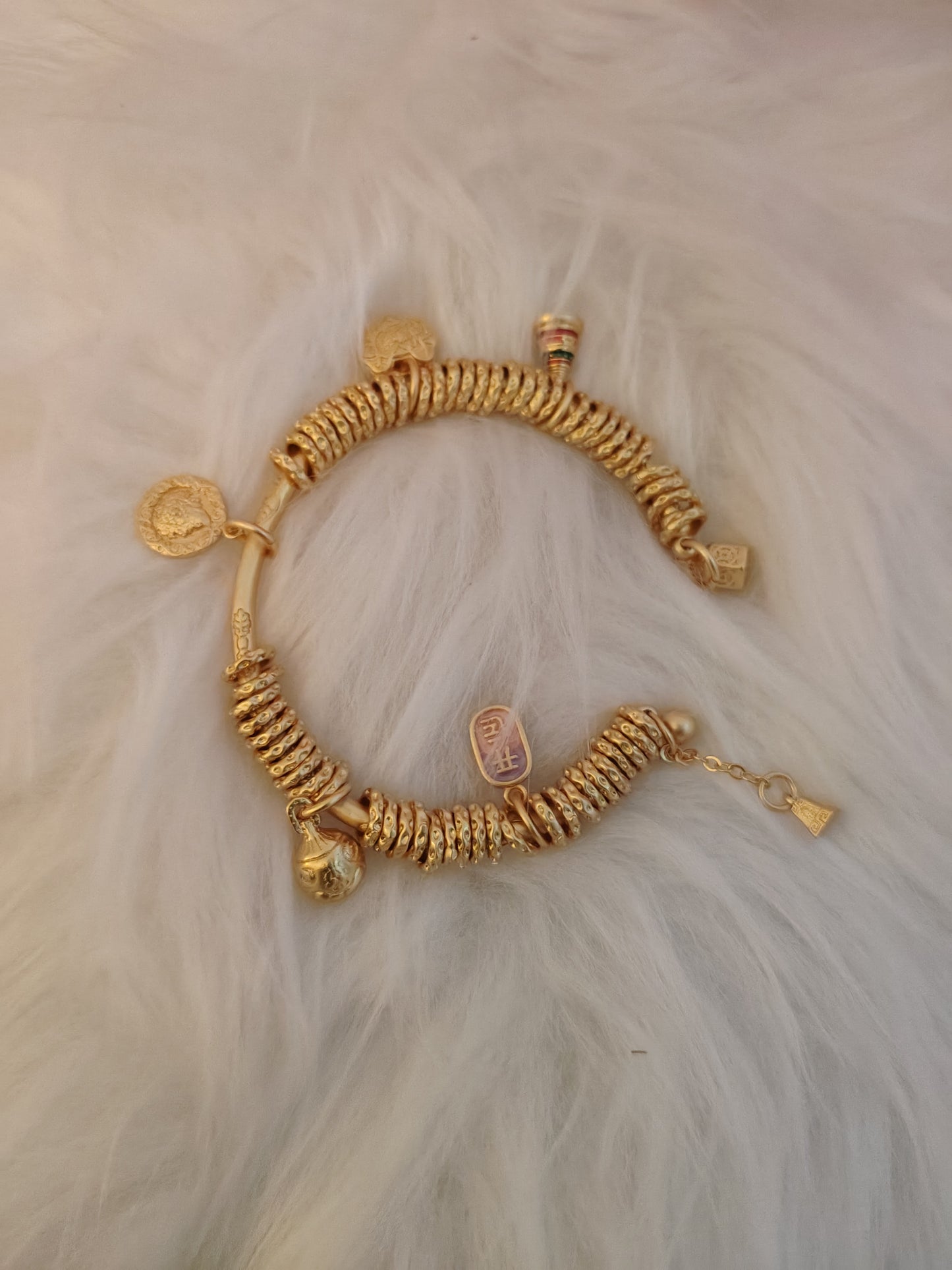 Retro Yellow God of Wealth Panchan Bracelet | Niche Design, Openable & Adjustable Size for Luck