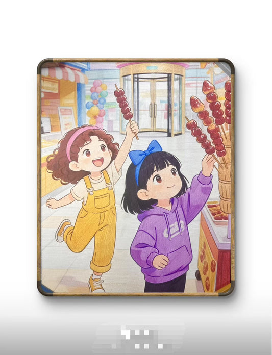 Exclusive Hand-Painted: Childhood Joy of Sugar-Coated Haws in the Old Alley