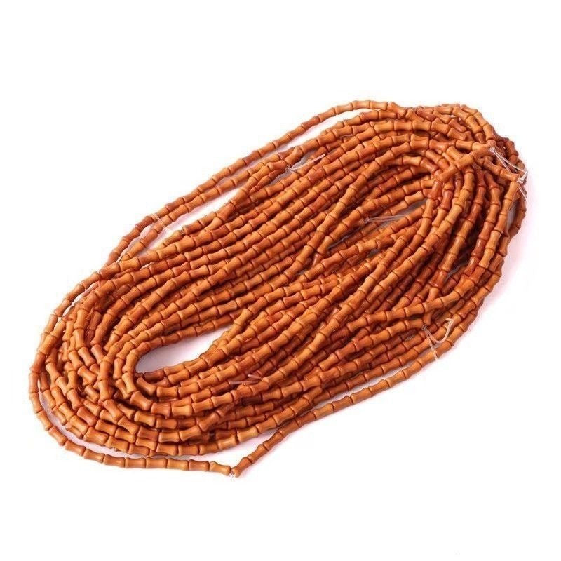 Natural Olive Nut Bamboo Joint Beads 6×3mm - 108 Pcs DIY Craft Beads for Bracelet & Necklace Making