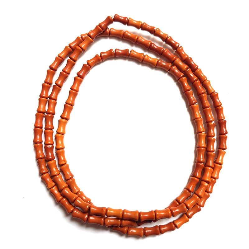 Natural Olive Nut Bamboo Joint Beads 6×3mm - 108 Pcs DIY Craft Beads for Bracelet & Necklace Making