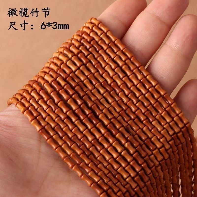 Natural Olive Nut Bamboo Joint Beads 6×3mm - 108 Pcs DIY Craft Beads for Bracelet & Necklace Making