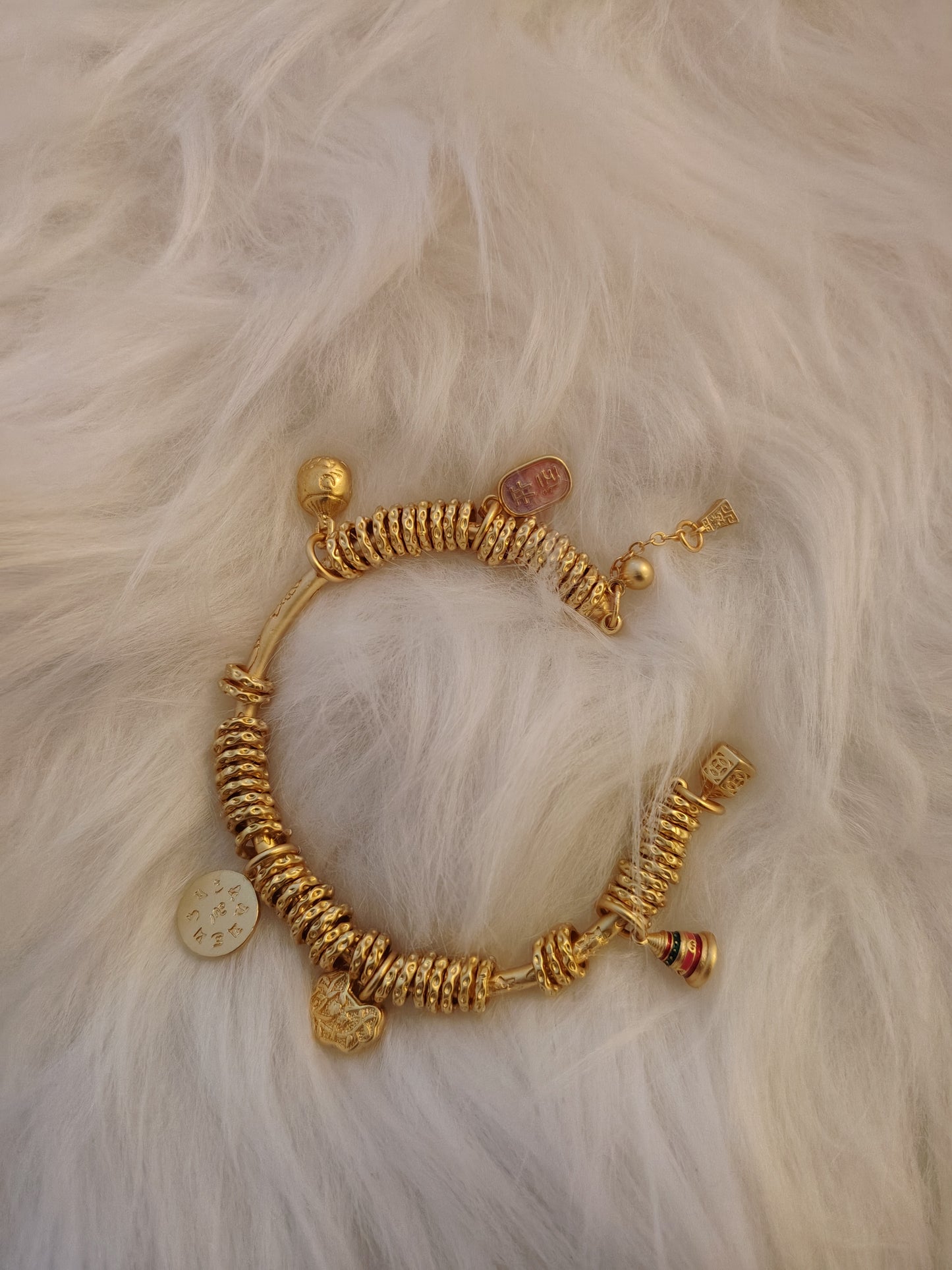 Retro Yellow God of Wealth Panchan Bracelet | Niche Design, Openable & Adjustable Size for Luck