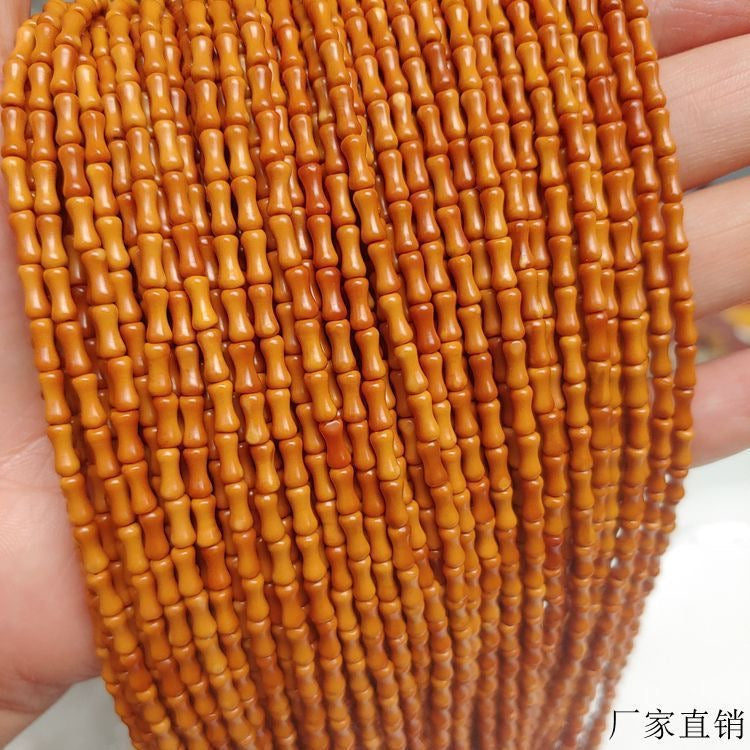 Natural Olive Nut Bamboo Joint Beads 6×3mm - 108 Pcs DIY Craft Beads for Bracelet & Necklace Making