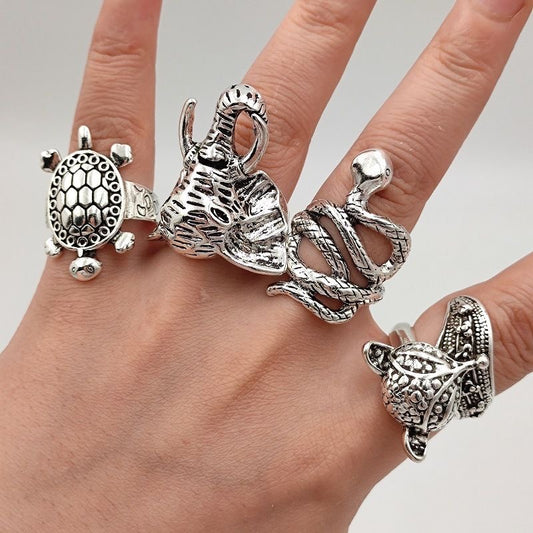 Domineering Men’s Alloy Ring 100 PCS Zodiac Animal Ring Open Adjustable Non-Tarnish Band