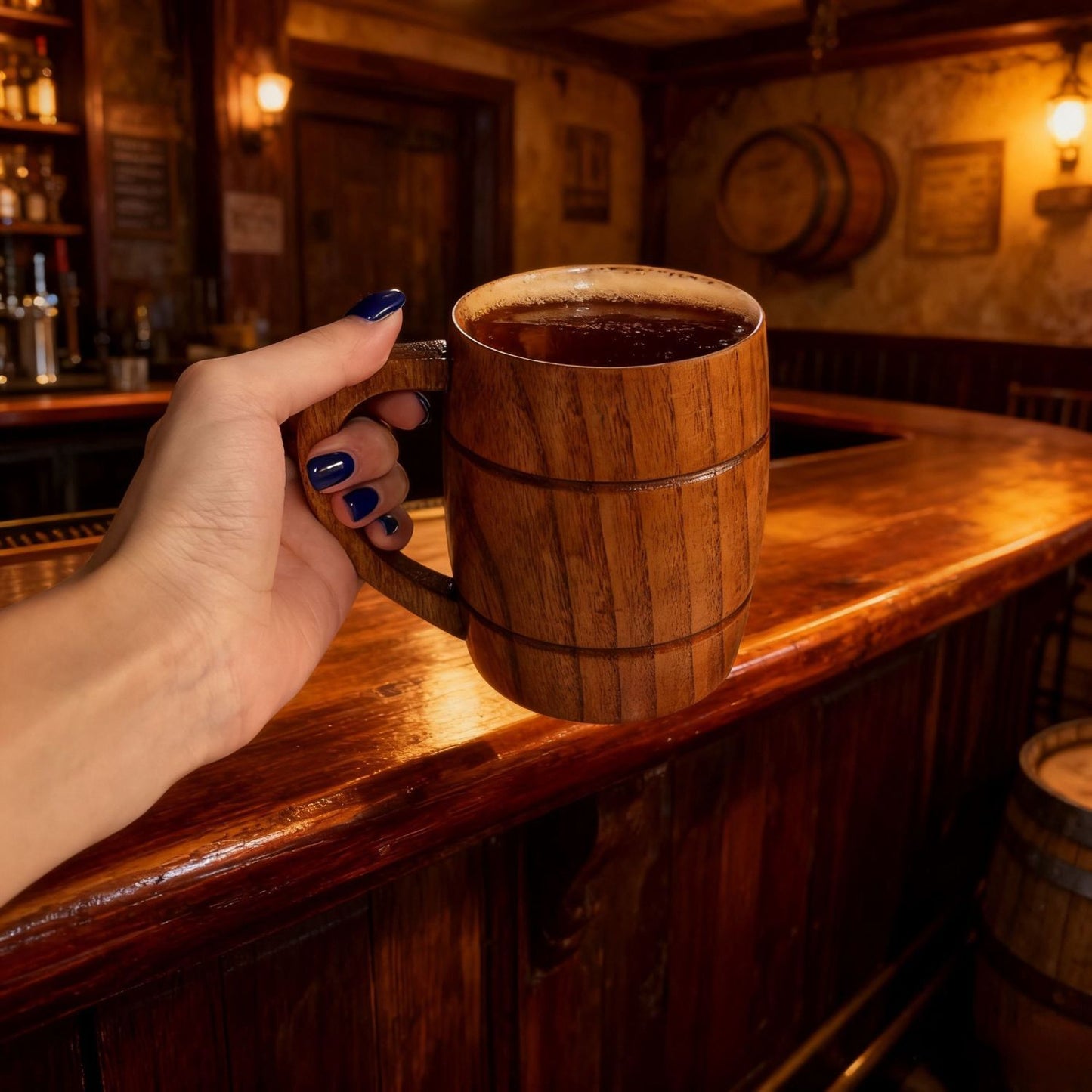 Wild Jujube Wood Vintage Beer Mug - 500ML Large Capacity Wooden Cup
