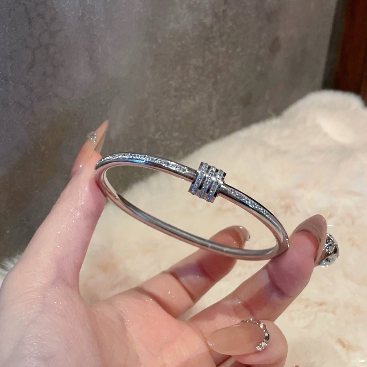 Five-piece set of silver titanium steel bracelets