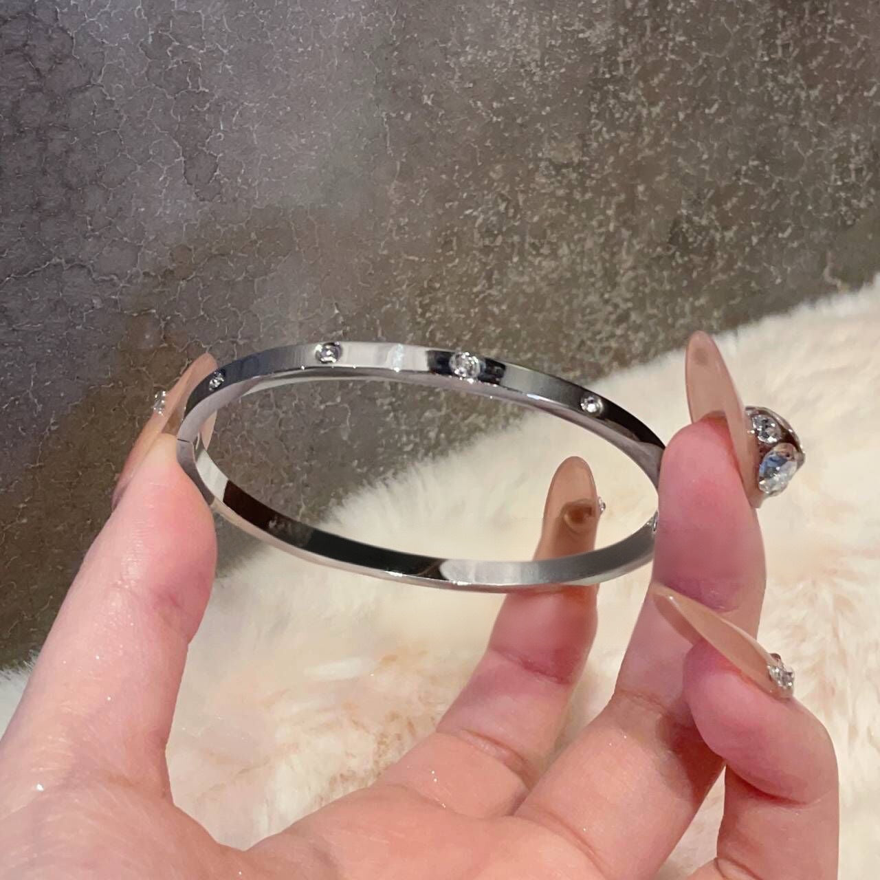 Five-piece set of silver titanium steel bracelets