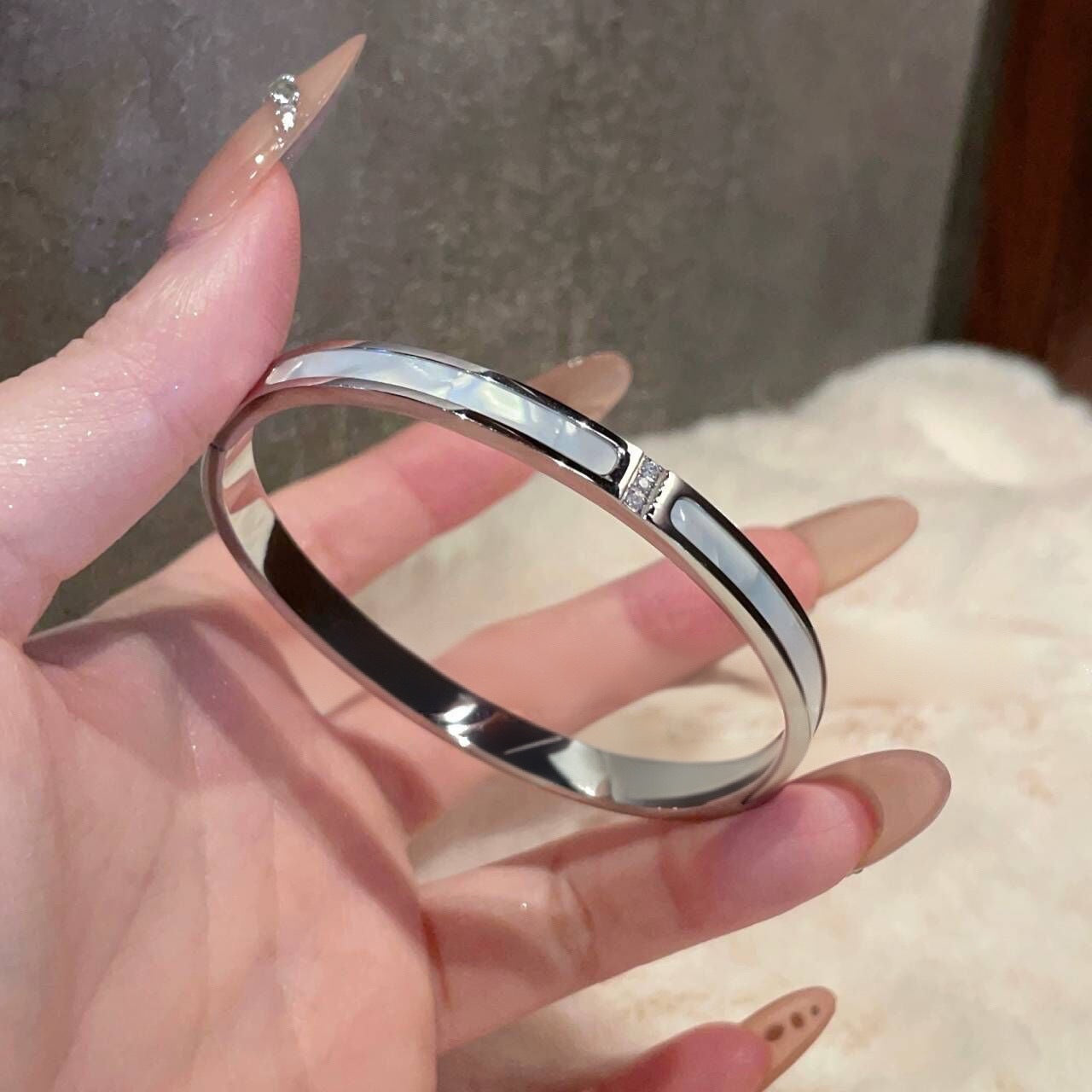 Five-piece set of silver titanium steel bracelets